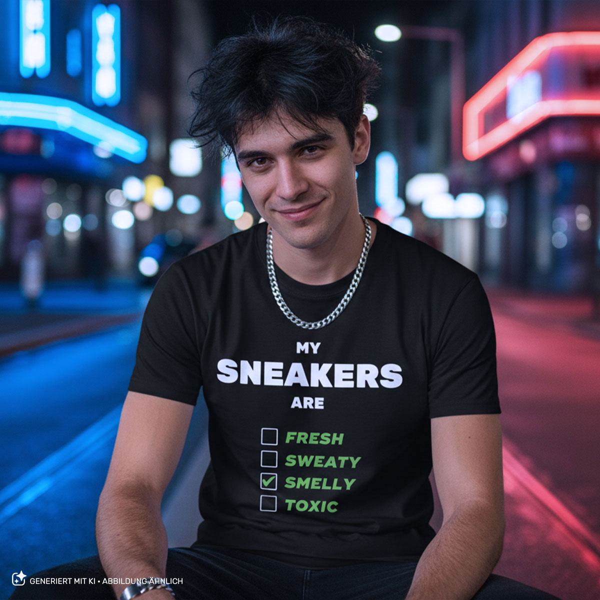 T-SHIRT - MY SNEAKERS ARE - SCHWARZ