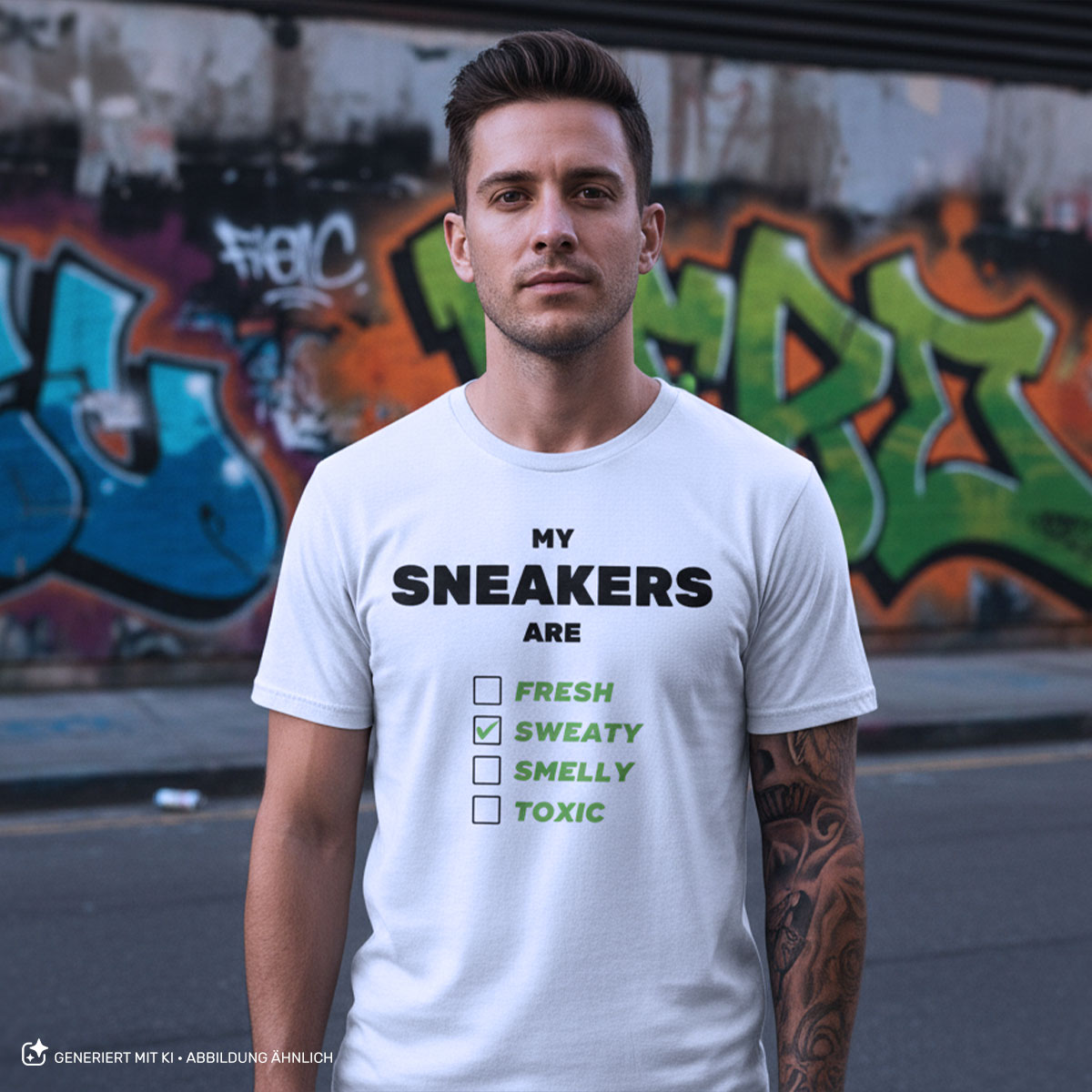T-SHIRT - MY SNEAKERS ARE - WEISS