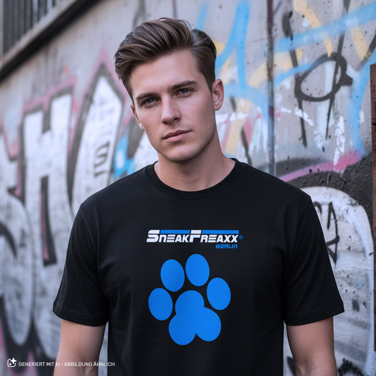T-SHIRT - PUPPY - BIG PAW - SCHWARZ